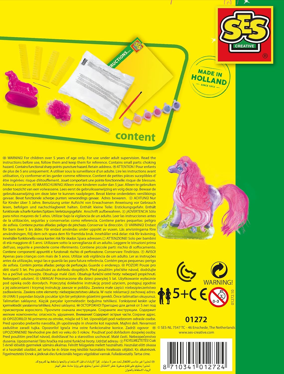 SES Creative 01272 Children's Glitter Hair Hor Casting and Painting Set, Multicolour