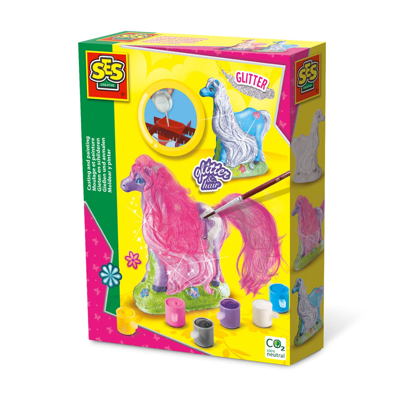 SES Creative 01272 Children's Glitter Hair Hor Casting and Painting Set, Multicolour