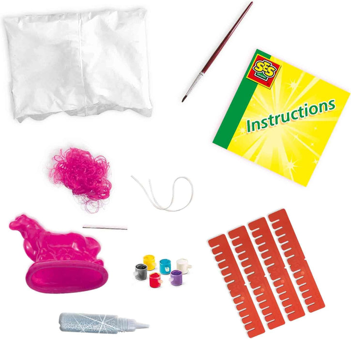 SES Creative 01272 Children's Glitter Hair Hor Casting and Painting Set, Multicolour