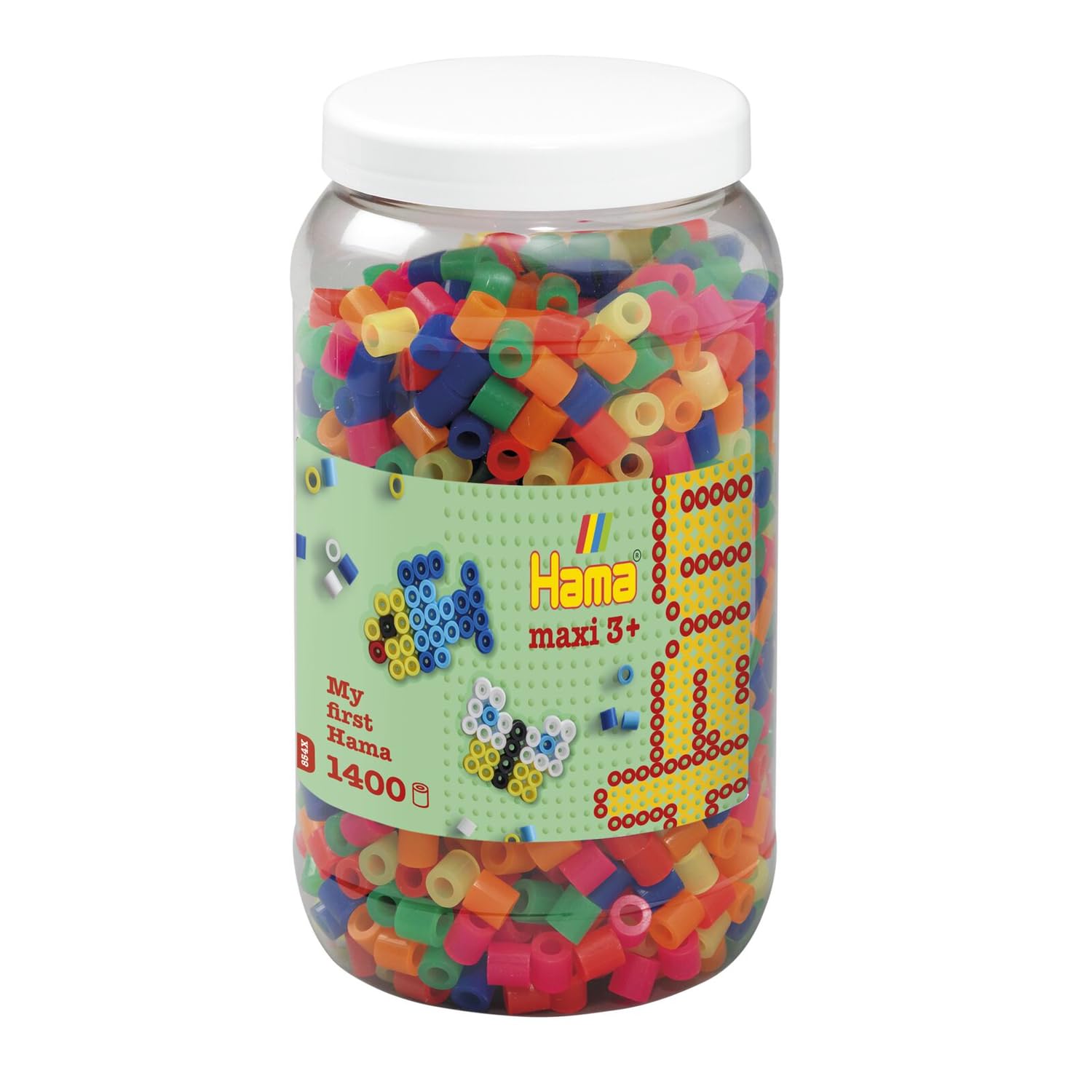 Hama 10.8542 1,400 Maxi Beads in Tub Neon Mix, S