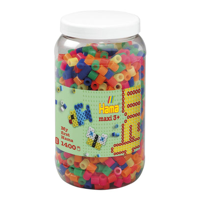 Hama 10.8542 1,400 Maxi Beads in Tub Neon Mix, S