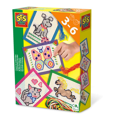 SES Creative 14838 SES Ich lerne sticken Cat I Learn to Embroider, Multicoloured, Medium