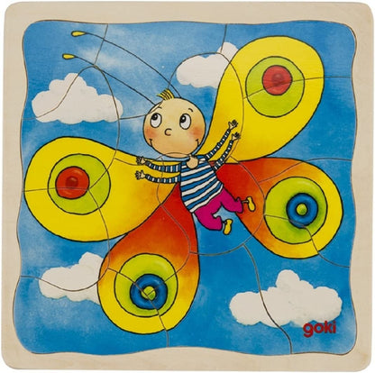 GOKI- Puzzles de maderaPuzzles de maderaGOKIPuzzle de Capas, la Mariposa, Multicolor (1
