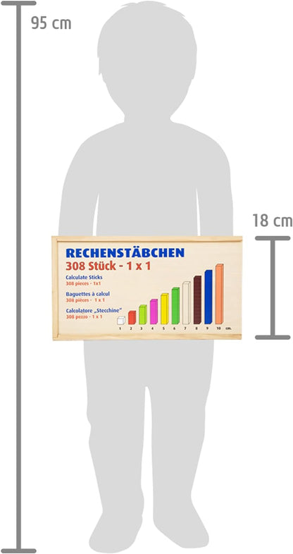 small foot 1136 wooden calculus stick set, for learning the small 1x1, 300 coloured sticks in a box, from 5 years on