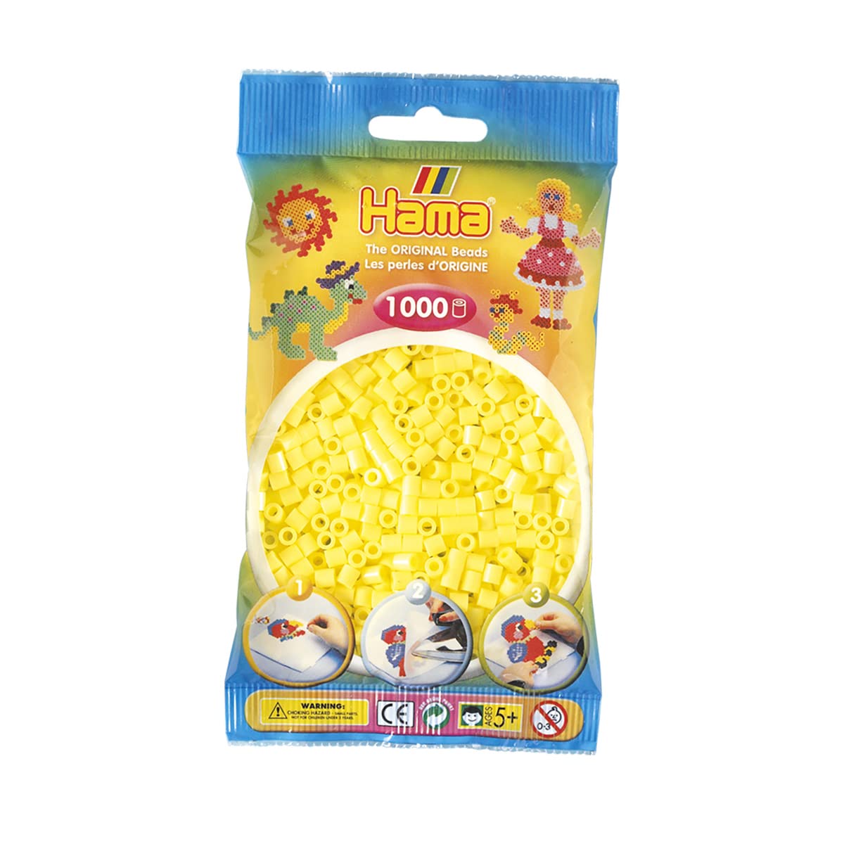 Hama Beads Bag | Approx. 1000 Midi Fuse Beads | Mosaic Decoration Arts & Craft for Creative Children Ages 5+ | Pastel Yellow
