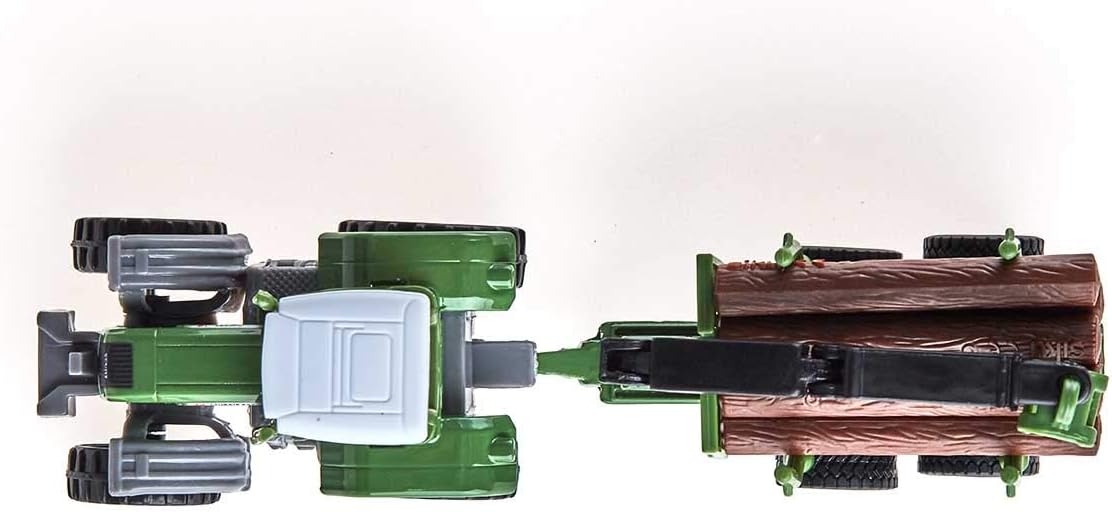 siku 1645, Tractor with Forestry Trailer, Metal/Plastic, Green, Incl. 6 logs, Versatile