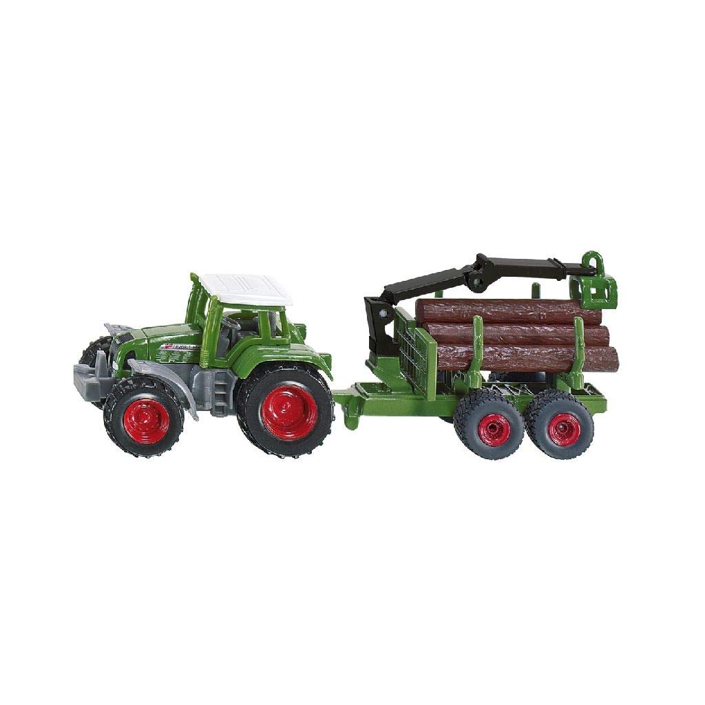 siku 1645, Tractor with Forestry Trailer, Metal/Plastic, Green, Incl. 6 logs, Versatile