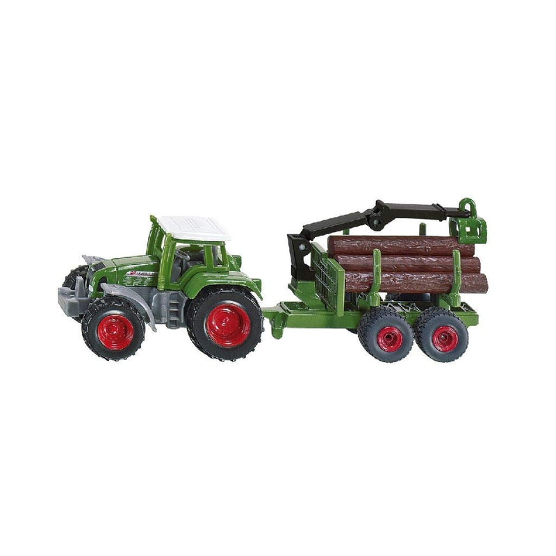 siku 1645, Tractor with Forestry Trailer, Metal/Plastic, Green, Incl. 6 logs, Versatile