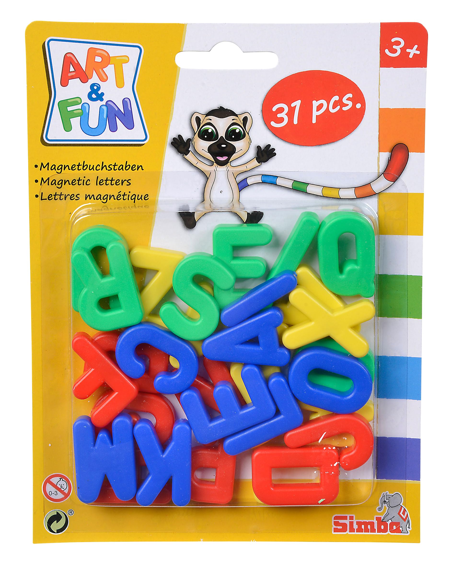 Simba 104591456 - Art & Fun Magnet-Groß-Buchstaben, 31 Teile, 3cm, Magnetbuchstaben, Alphabet, Wörter Lernen, ab 3 Jahren (Packung mit 2