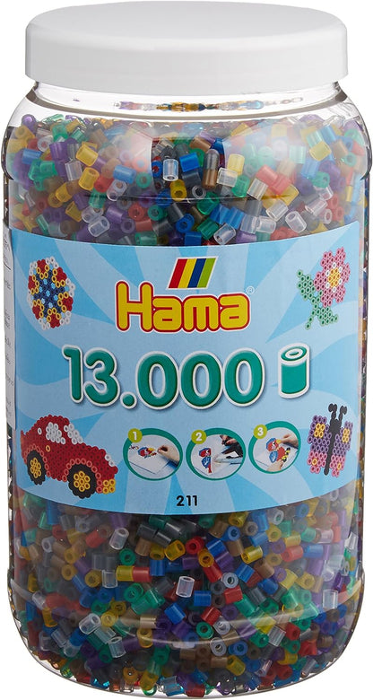 kleuren-strijkkralen - Hama Strijkkralen in Pot - Transparantmix (053), 13.000st. (1 TOYS)