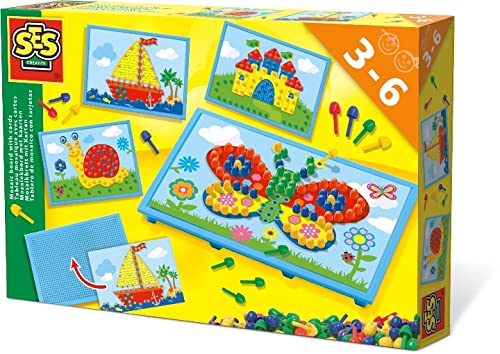 SES Creative 14898 14898-Mosaikbrett mit Vorlagen, Geel, Mittel