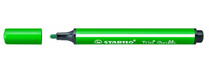 Rotulador escolar ergonómico triangular con sistema de amortiguación en la punta STABILO Trio Scribbi - Caja con 5 unidades - Color verde