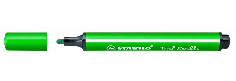 Rotulador escolar ergonómico triangular con sistema de amortiguación en la punta STABILO Trio Scribbi - Caja con 5 unidades - Color verde
