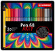 Premium-Filzstift - STABILO Pen 68 - ARTY - 20er Metalletui - mit 20 verschiedenen Farben