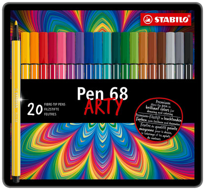 Premium-Filzstift - STABILO Pen 68 - ARTY - 20er Metalletui - mit 20 verschiedenen Farben
