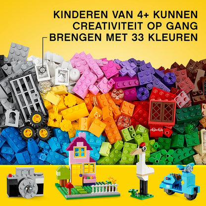 LEGO Classic Creatieve grote opbergdoos met Kleurrijke Stenen, Ramen, Deuren, Wielen en een Basisplaat, Creatief Speelgoed voor Kinderen, Leuk Cadeau voor Jongens en Meisjes vanaf 4 Jaar 10698