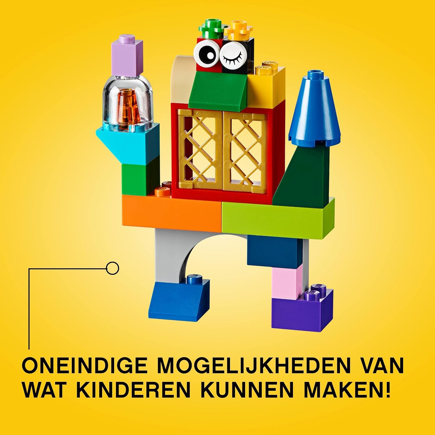 LEGO Classic Creatieve grote opbergdoos met Kleurrijke Stenen, Ramen, Deuren, Wielen en een Basisplaat, Creatief Speelgoed voor Kinderen, Leuk Cadeau voor Jongens en Meisjes vanaf 4 Jaar 10698