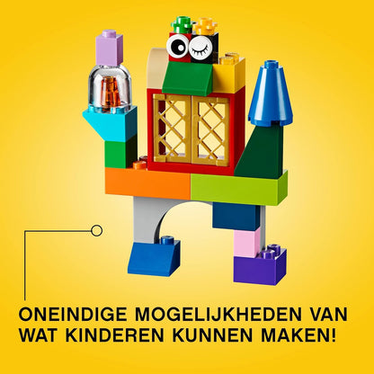 LEGO Classic Creatieve grote opbergdoos met Kleurrijke Stenen, Ramen, Deuren, Wielen en een Basisplaat, Creatief Speelgoed voor Kinderen, Leuk Cadeau voor Jongens en Meisjes vanaf 4 Jaar 10698