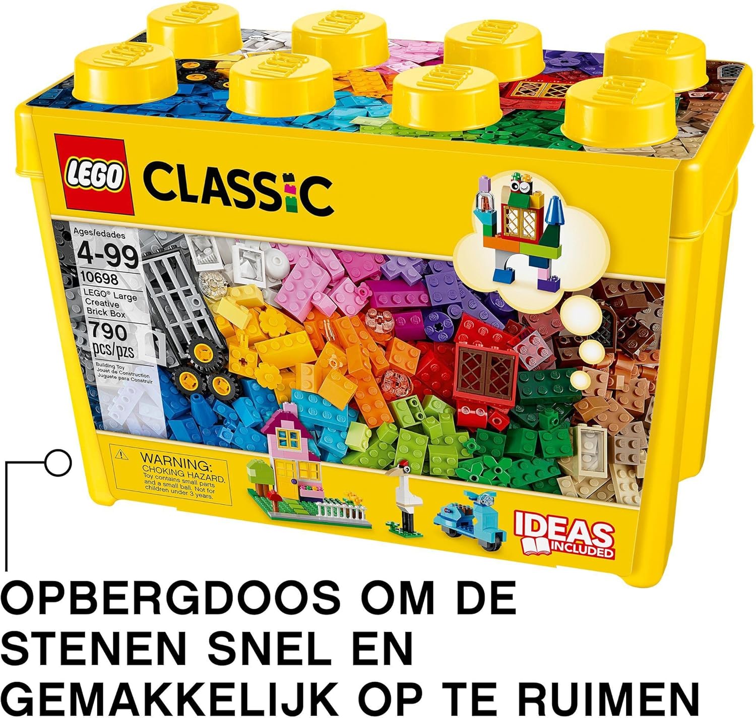 LEGO Classic Creatieve grote opbergdoos met Kleurrijke Stenen, Ramen, Deuren, Wielen en een Basisplaat, Creatief Speelgoed voor Kinderen, Leuk Cadeau voor Jongens en Meisjes vanaf 4 Jaar 10698