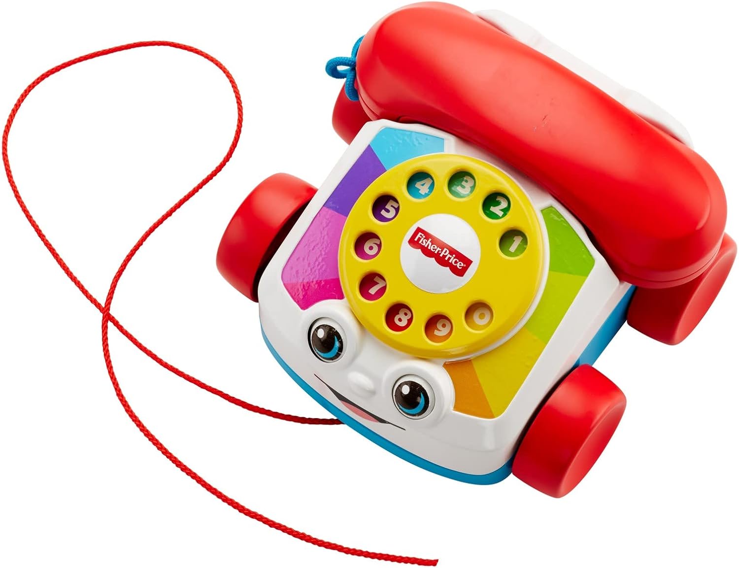 Fisher-Price Toddler Pull Toy Chatter Telephone Pretend Phone with Rotary Dial and Wheels for Walking Play Ages 1+ years, FGW66