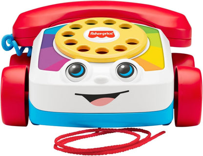 Fisher-Price Toddler Pull Toy Chatter Telephone Pretend Phone with Rotary Dial and Wheels for Walking Play Ages 1+ years, FGW66