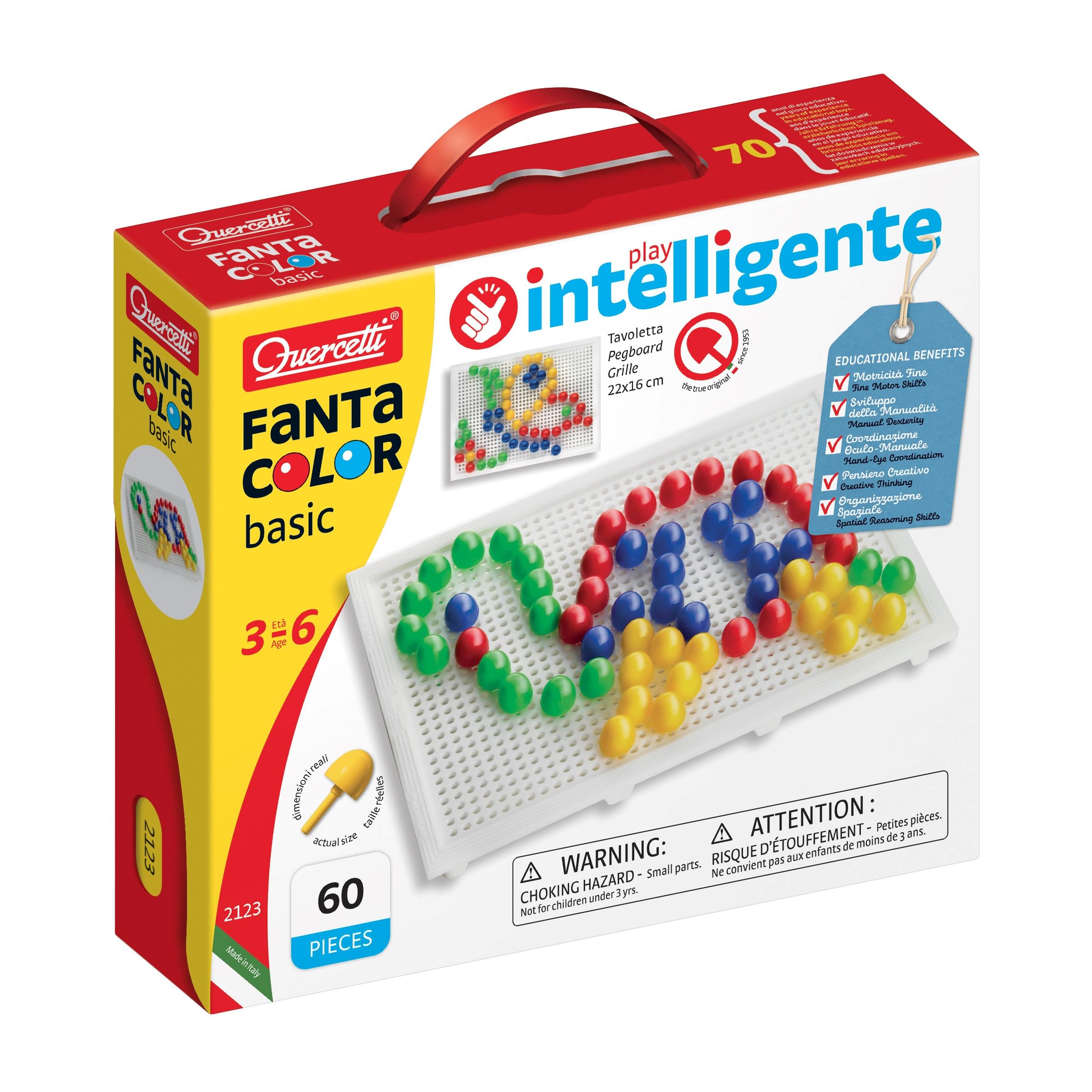 Quercetti 2123 Game Quercetti-2123 FC Basic diameter pegs 15-Kids' Mosaic Kits, Multicolor