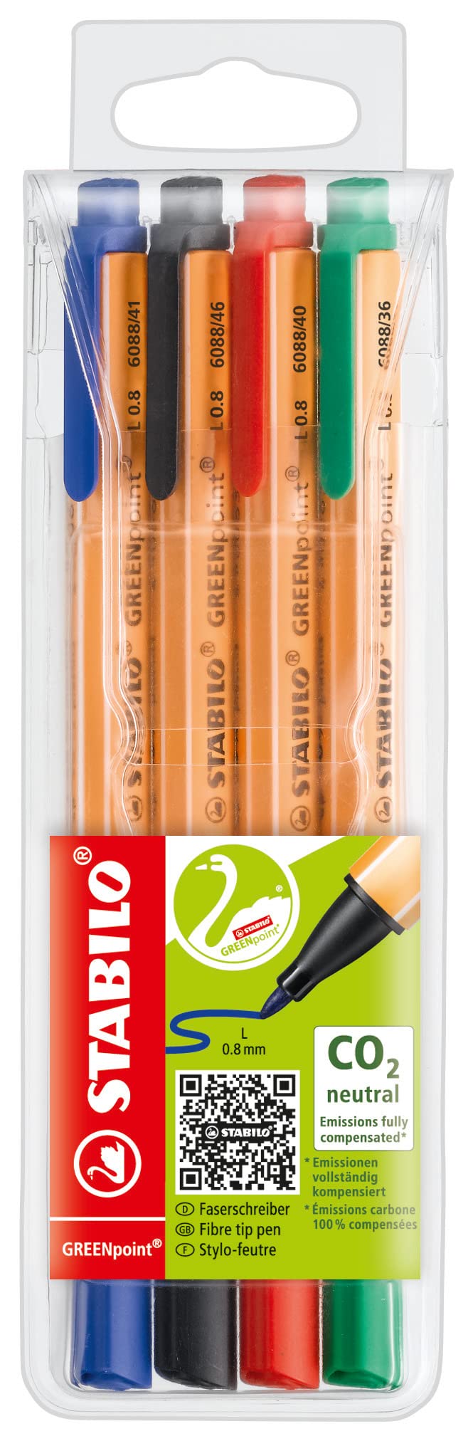 Felt Tip Sign Pen - STABILO GREENpoint - Wallet of 4