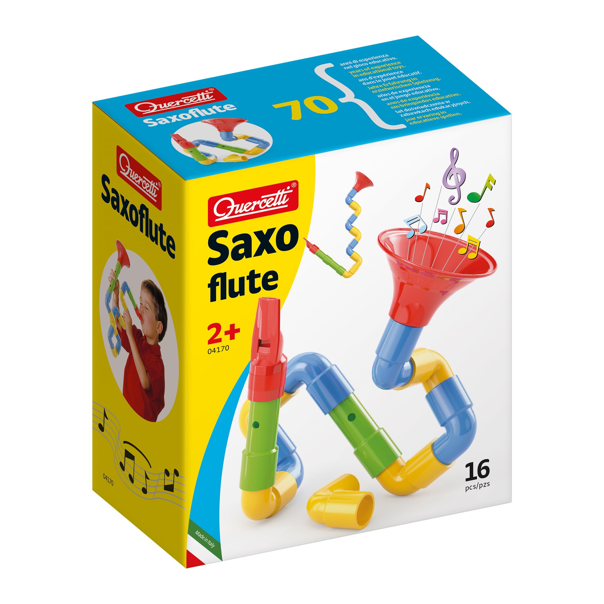 Quercetti Q4170 Quercetti-4170 Saxoflute, Wind & Brass Construction Set, Toy Musical Instrument for Kids