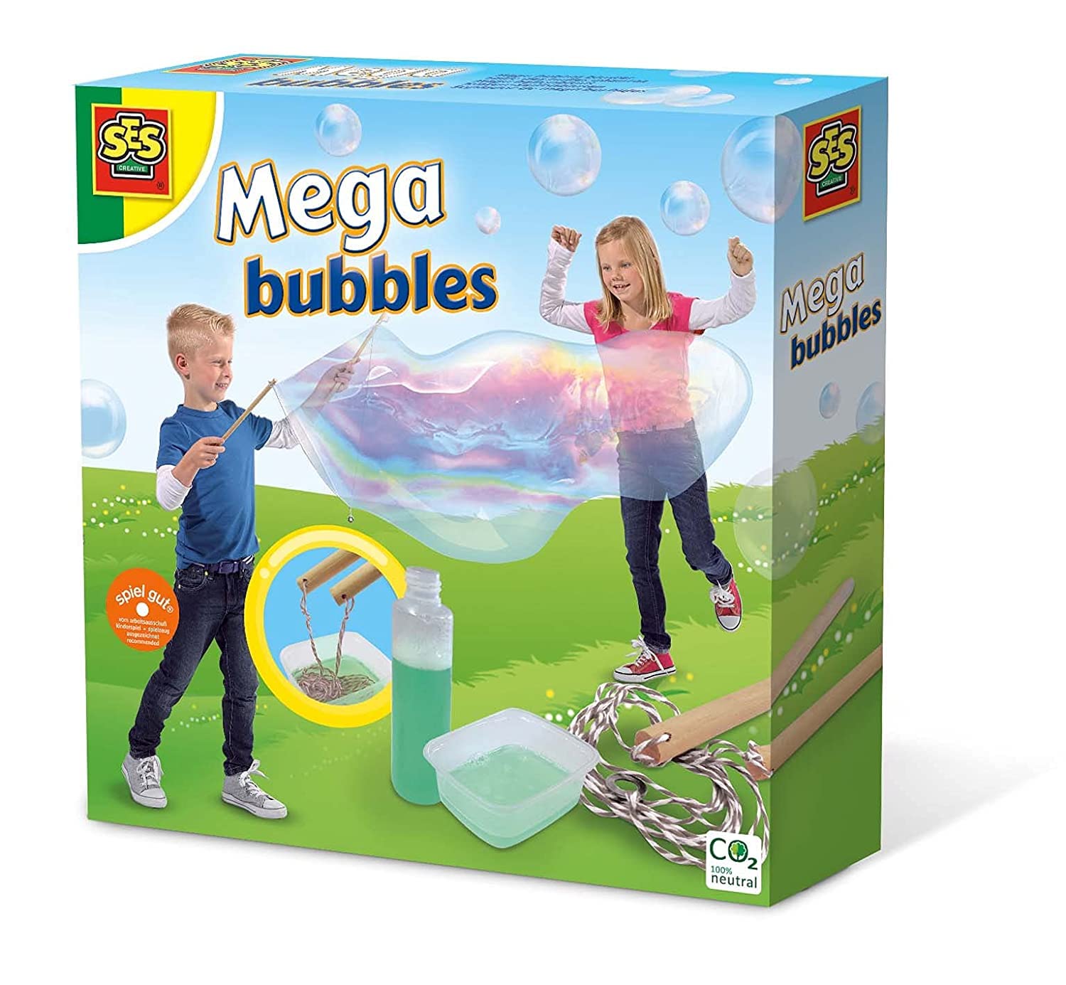 SES 22518 creative 2251 Riesen-Seifenblasen SES Deutschland 02251-Riesenseifenblasen Mega Bubble, bunt, grün