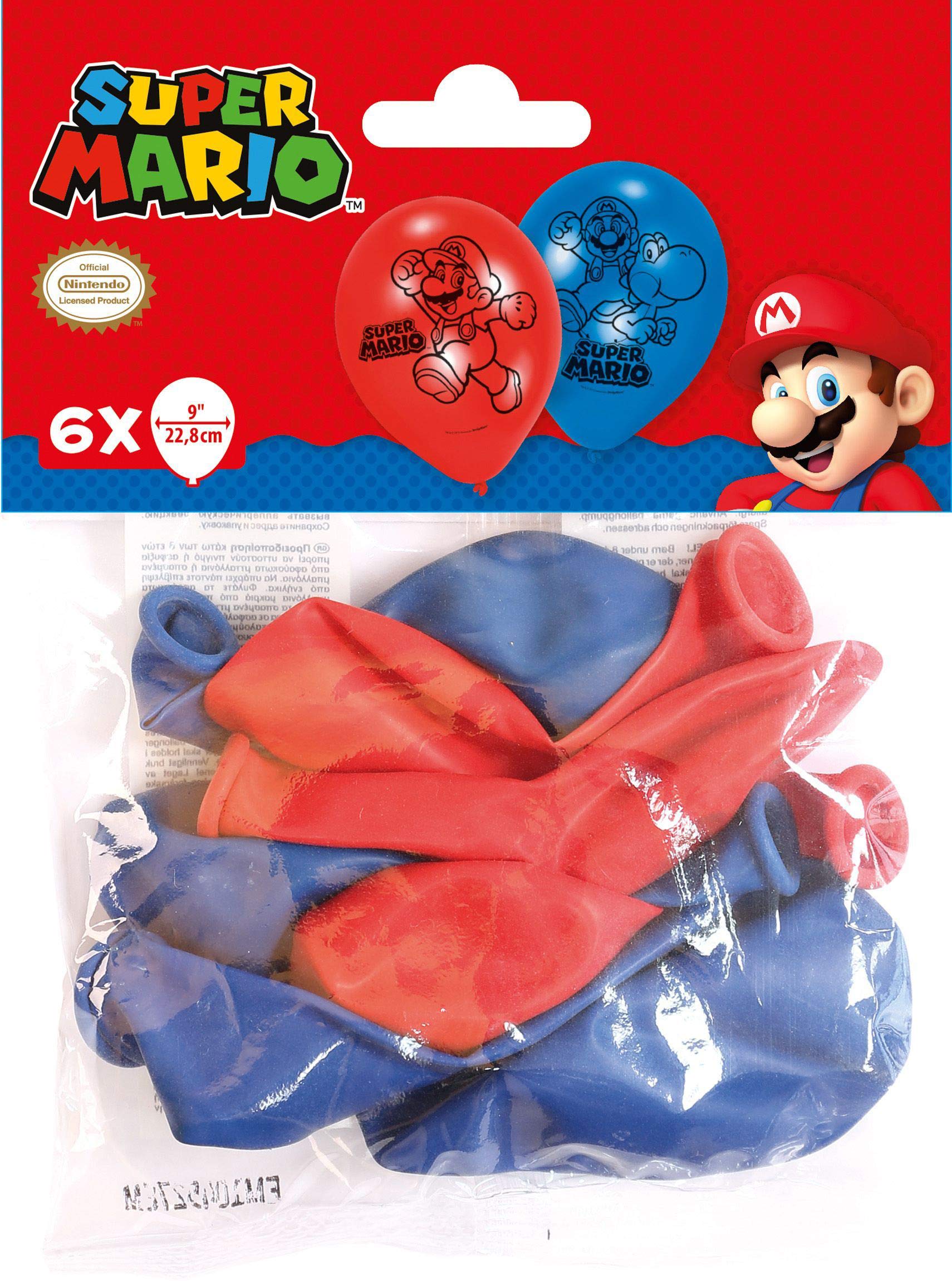 Amscan 9901546 - Latexballons Super Mario, 6 Stück, Luftballons
