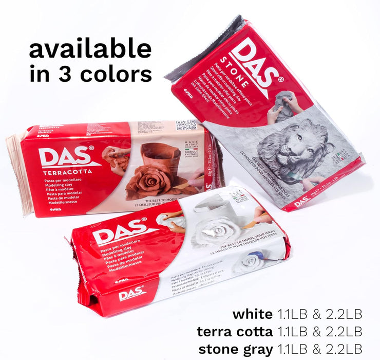 DAS White 1 kg Air Hardening Modelling Clay, Non Bake, Ready To Use, Suitable for All Ages, Ideal for Professionals & Hobbyists