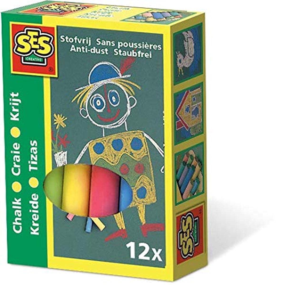 SES 201 Set of Children's Coloured Chalk, Multicoloured