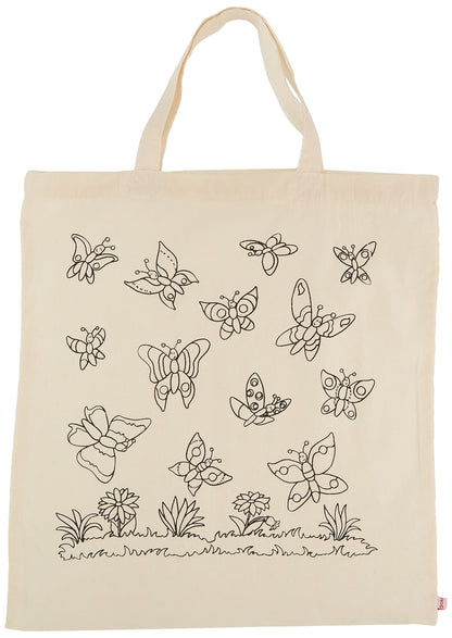 GoKi 58987 Cotton Bag, Butterflies, Natural