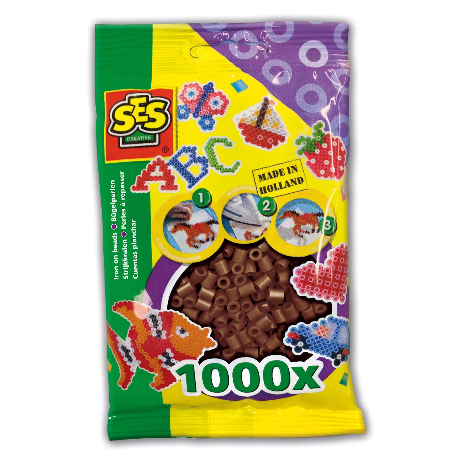 SES Creative-Paquete de 1000 Cuentas para Planchar de Color marrón Oscuro para niños SES, Small (00725