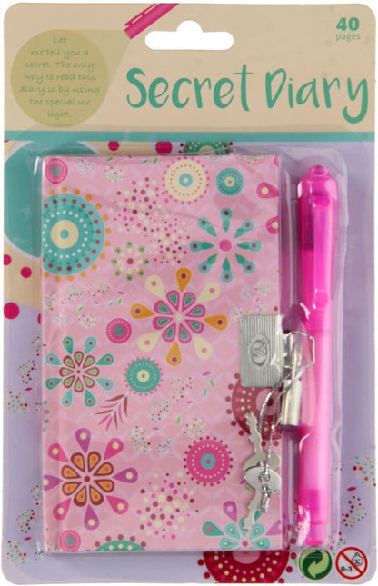 Johntoy secret diary with lock and pen pink
