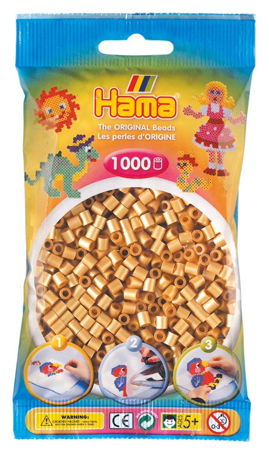 Hama Beads Bag | Approx. 1000 Midi Fuse Beads | Mosaic Decoration Arts & Craft for Creative Children Ages 5+ | Gold 1000 pcs Gold