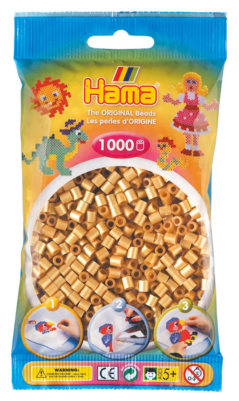 Hama Beads Bag | Approx. 1000 Midi Fuse Beads | Mosaic Decoration Arts & Craft for Creative Children Ages 5+ | Gold 1000 pcs Gold