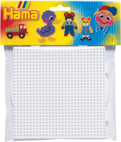 Hama Perlen 4453 stiftplaten, set van 2 voor midi-strijkkralen met een diameter van 5 mm, vierkant en cirkel in wit, creatief knutselplezier voor groot en klein