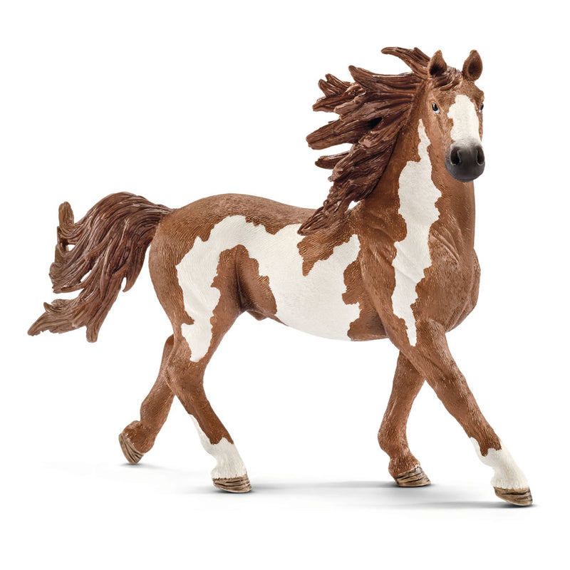SCHLEICH Farm World Pinto Stallion Toy Figure, Brown/White (13794)