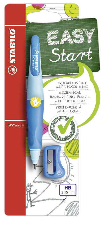 Ergonomic Mechanical Pencil - STABILO EASYergo 3.15 - Left-Handed - Pack of 1 - Light Blue/Dark Blue + Sharpener