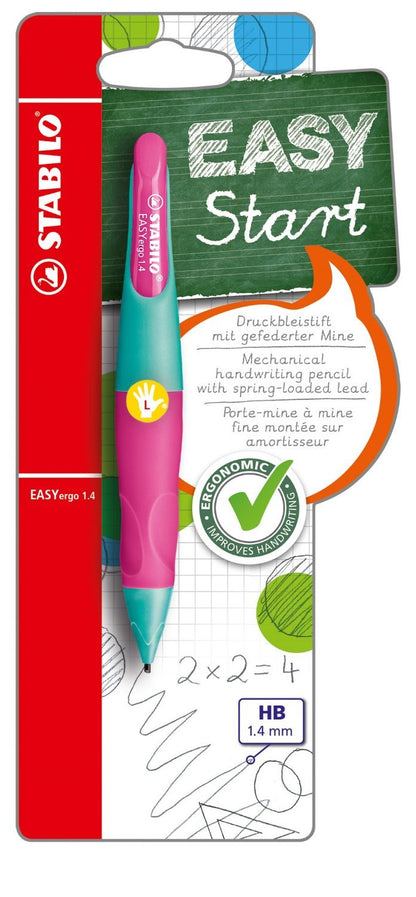 Handwriting Pencil - STABILO EASYergo 1.4 - Left Handed - Turquoise/Neon Pink