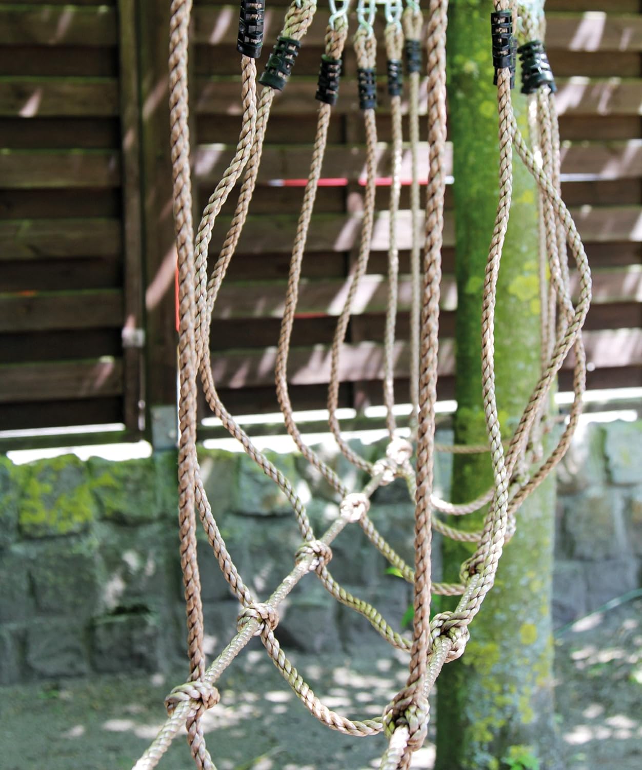 small foot 6998 rope bridge made of safe plastic rope, for tensioning between trees, loadable up to 100 kg Natural