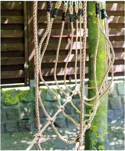small foot 6998 rope bridge made of safe plastic rope, for tensioning between trees, loadable up to 100 kg Natural