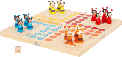 Small Foot Ludo Tiere aus Holz, Gesellschaftsspiel für Groß und Klein, mit Tierchen-Spielfiguren, AB 4 Jahren, 7358, Multicolor