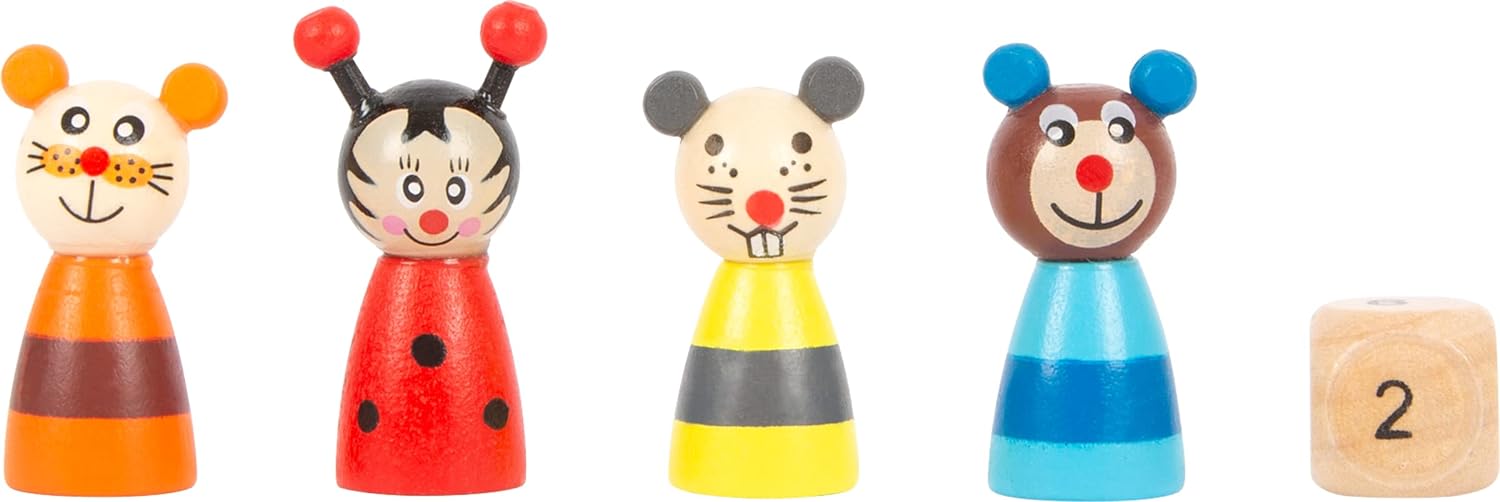 Small Foot Ludo Tiere aus Holz, Gesellschaftsspiel für Groß und Klein, mit Tierchen-Spielfiguren, AB 4 Jahren, 7358, Multicolor
