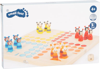 Small Foot Ludo Tiere aus Holz, Gesellschaftsspiel für Groß und Klein, mit Tierchen-Spielfiguren, AB 4 Jahren, 7358, Multicolor