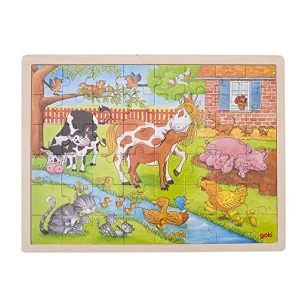 goki- Kind-Idylle Puzzle, la Vida en la Granja, Multicolor (57745