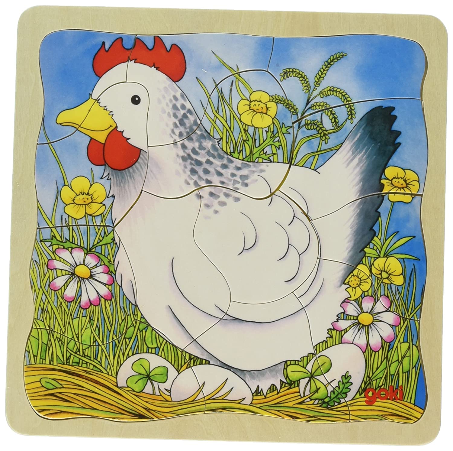 Goki 57521 Puzzle Chicken, Multicolor