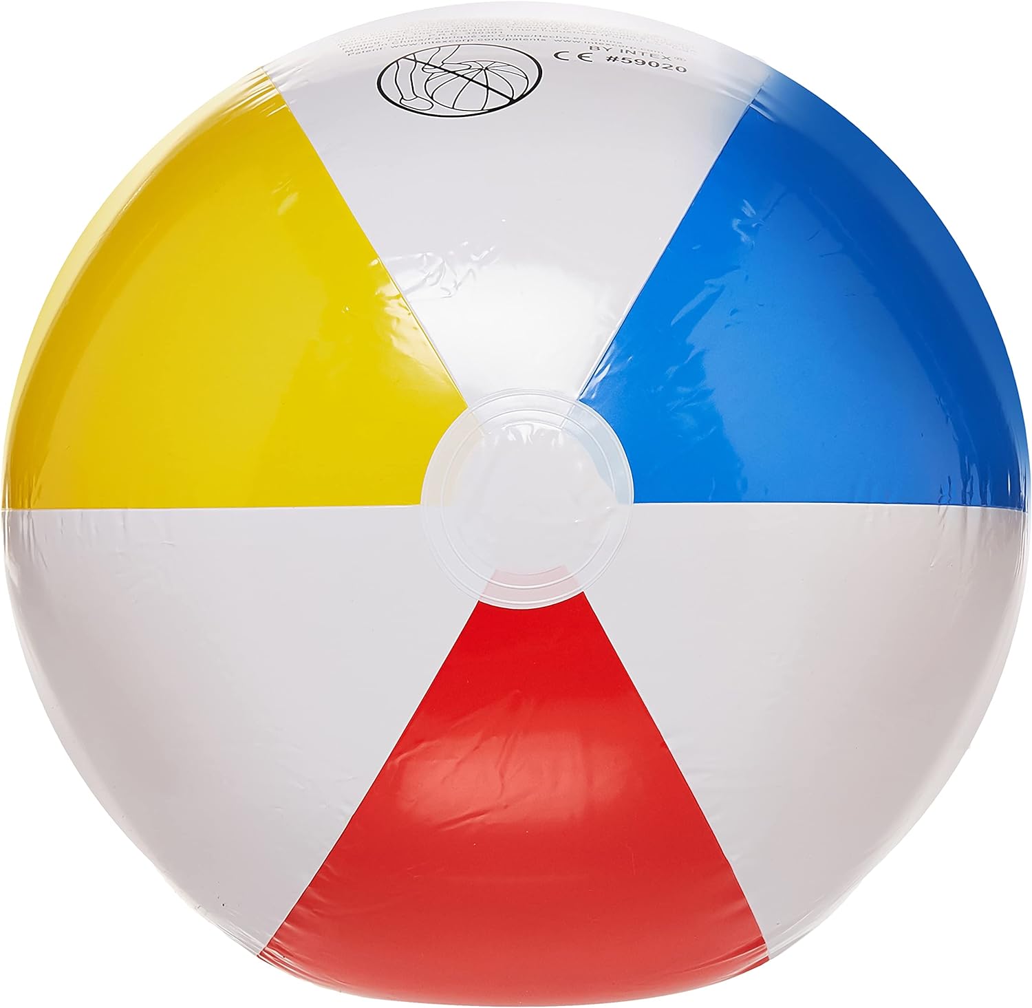 Intex 59416NP Crystal Blue Three Ring Inflatable Paddling Pool 1.14m x 25cm & Glossy Panel Ball - Inflatable Water Ball/Beach Ball - Diameter 51 cm