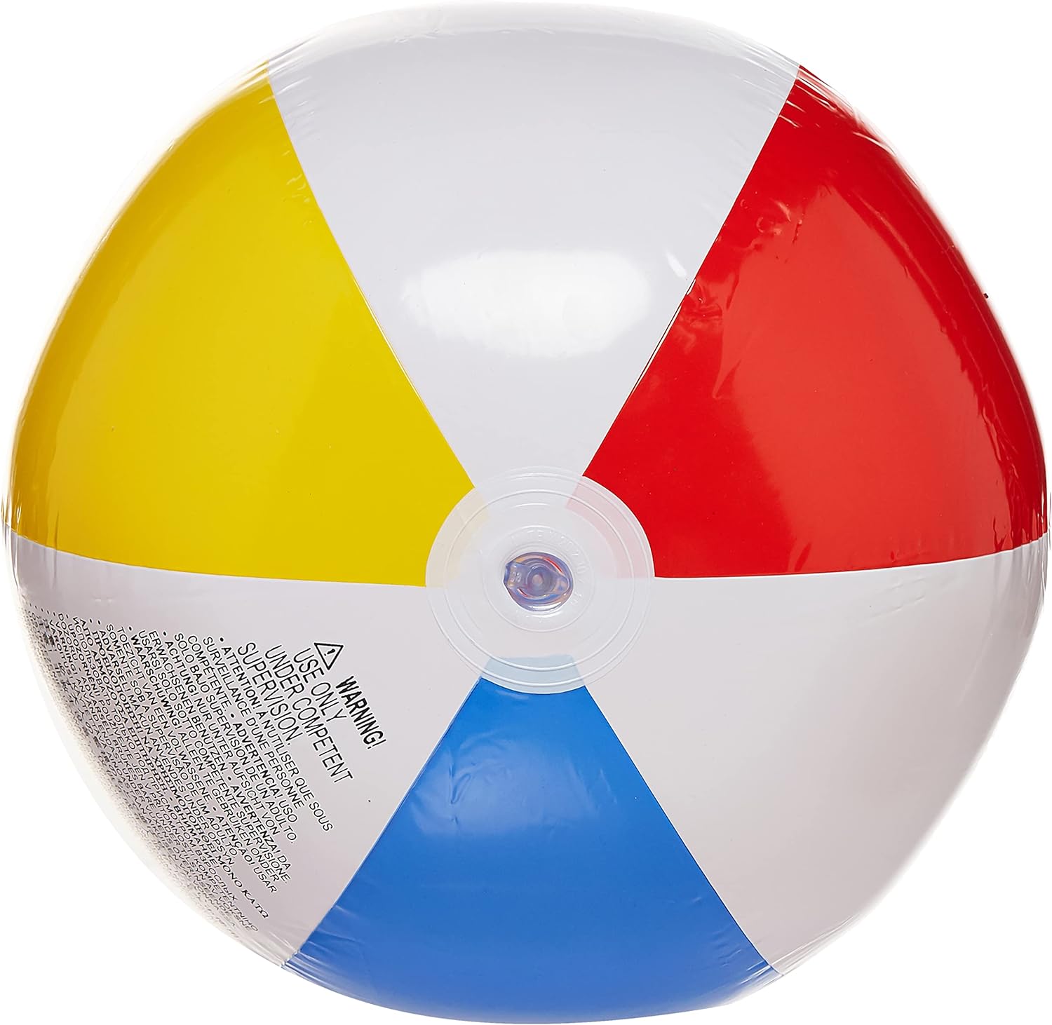 Intex 59416NP Crystal Blue Three Ring Inflatable Paddling Pool 1.14m x 25cm & Glossy Panel Ball - Inflatable Water Ball/Beach Ball - Diameter 51 cm